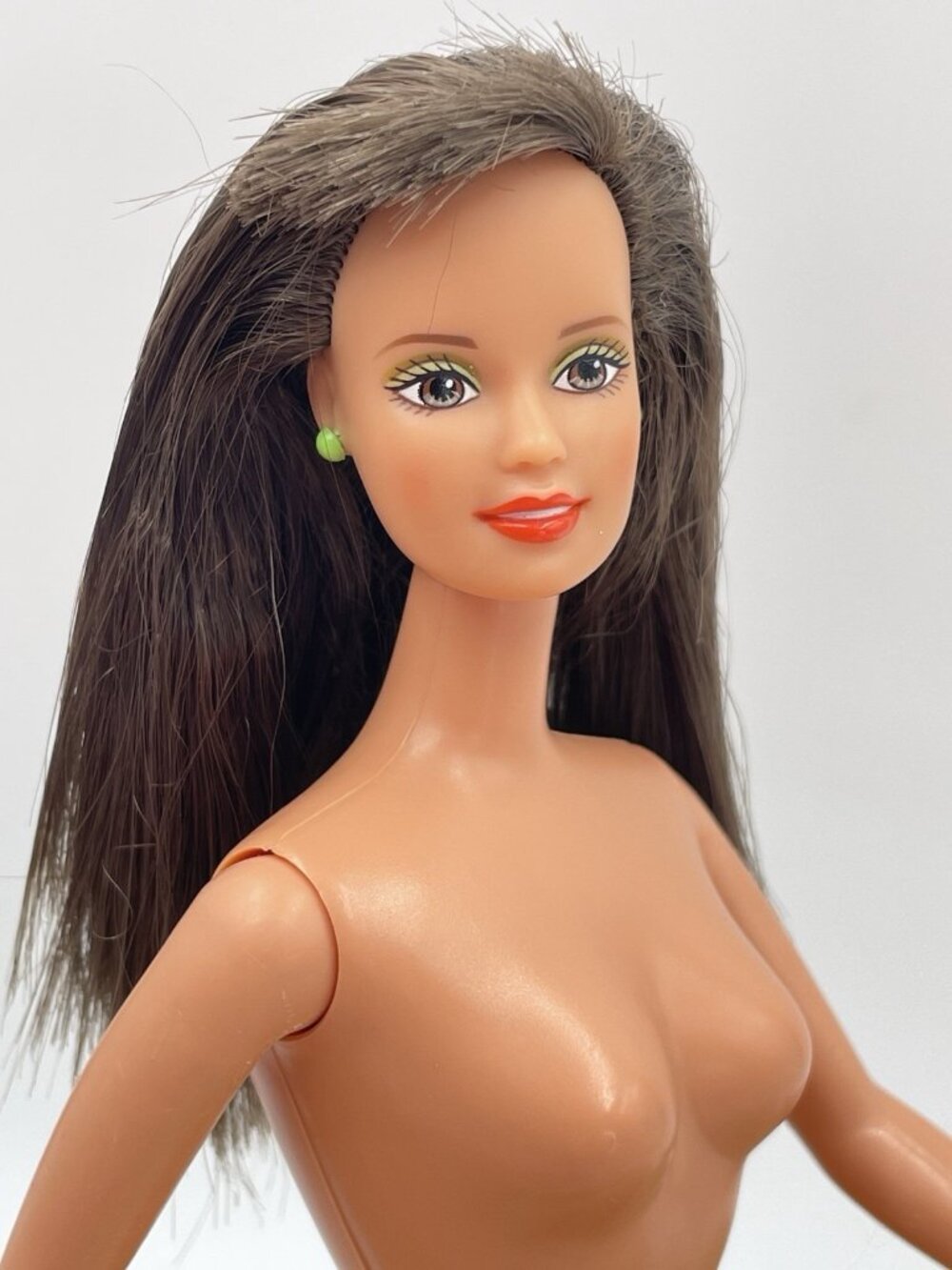 Nude 90's Brunette Barbie Teresa Bangs Brown Eyes Twist Turn for Redress or OOAK